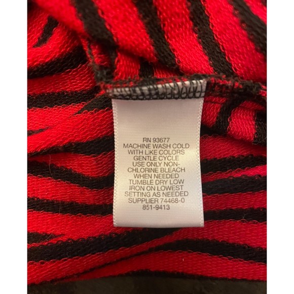 Liz Claiborne Weekend - Red and Black Striped Long Sleeve V Neck Top -Sz S - Picture 6 of 8